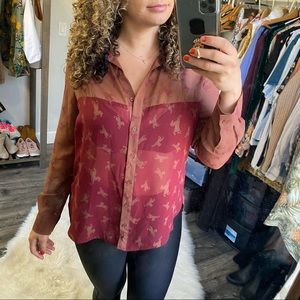 Pleione horse blouse (Anthropologie brand)